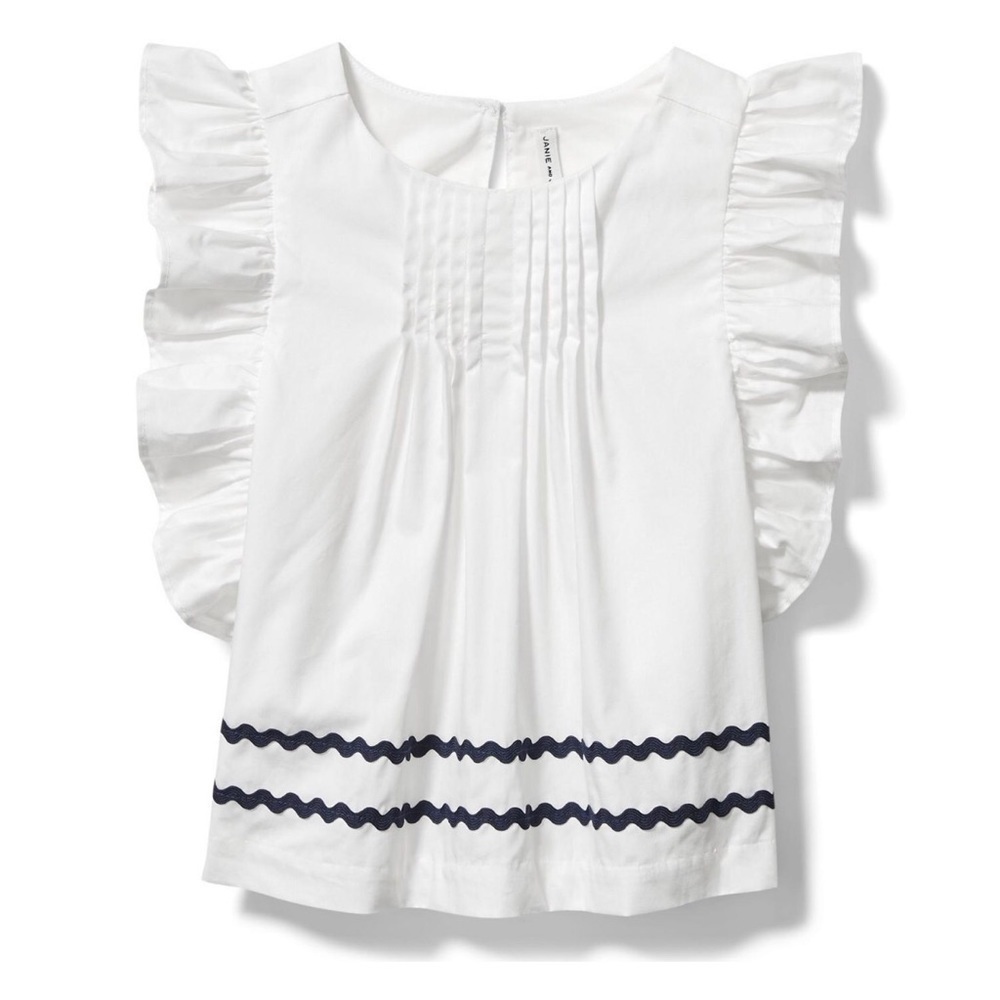 Janie and Jack Ric Rac Ruffle Sleeve Top White Size 4
